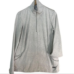 Roots Active Sz Large quarter zip long  sleeve grey top
